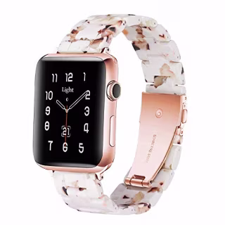 Light Apple Watch Band - Fashion Resin iWatch Band Bracelet Compatible with Copper Stainless Steel Buckle for Apple Watch Series SE Series 6 Series 5 Series 4 Series 3 Series 2 Series1 (Nougat White, 38mm/40mm)