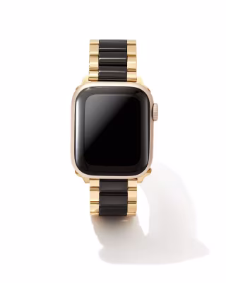 Dira 3 Link Watch Band in Gold Tone & Black Stainless Steel