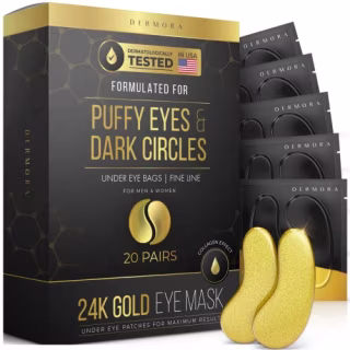 DERMORA Under Eye Mask Patches - 20 Pack - Face Mask Skin Care Products to Reduce Puffy Eyes, Dark Circles, Wrinkles and Fine Lines - Cruelty-Free & Vegan Self Care Eye Patches for Self Care