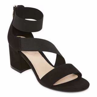Liz Claiborne Womens Emerson Heeled Sandals, 5 1/2 Medium, Black