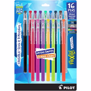 PILOT FriXion ColorSticks Erasable Gel Ink Stick Pens, Fine Point, Assorted Color Inks, 16-Pack (10367)