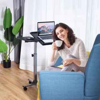 Costway Adjustable Angle & Height Rolling Laptop Notebook Desk Stand Over Sofa Bed Table