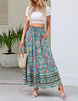 ZESICA Bohemian Maxi Skirt