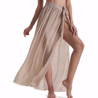 Beach Sarongs for Women Bathing Suit Swim Bikini Cover Up Wrap Maxi Long Skirt (Khaki-US 4-12)