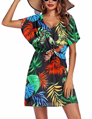 Ekouaer Women's Swimsuit Cover Ups Sexy Bikini Beach Swimwear V Neck Bathing Suit Coverup