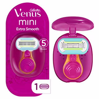 Gillette Venus Mini Extra Smooth Razors for Women, Includes 1 Venus Mini Razor, 1 Razor Blade Refill, 1 Travel Case