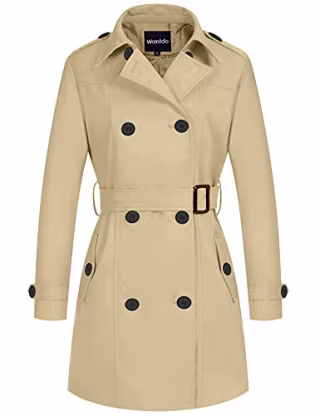 Wantdo Women's Waterproof Double-Breasted Trench Coat