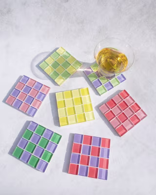 Glass Tile Coaster Set
