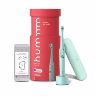 hum by Colgate Smart Electric Toothbrush Kit, Rechargeable Sonic Toothbrush with Travel Case, Blue