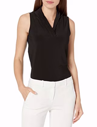 Anne Klein Solid Triple Pleat Top