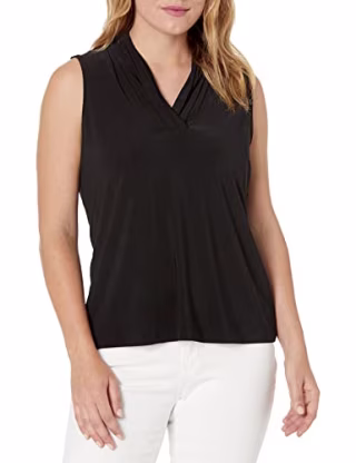 Anne Klein Solid Triple Pleat Top