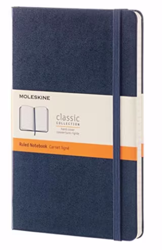 Moleskine Classic Notebook, Hard Cover, Large (5" x 8.25") Ruled/Lined, Sapphire Blue