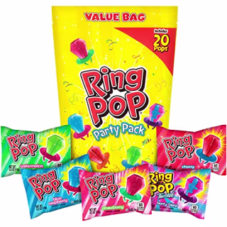 Ring Pop Individually Wrapped Bulk Lollipop Variety Party Pack - 20 Count Lollipop Suckers w/ Assorted Flavors - Fun Candy for Birthdays and Celebrations