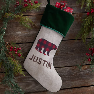 Cozy Cabin Buffalo Check Personalized Christmas Stockings