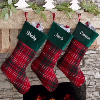 Holiday Plaid Personalized Christmas Stocking