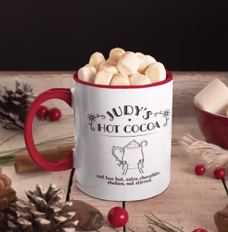 Judy's Hot Cocoa Mug - Elf Judy, The Santa Clause, Scott Calvin, Christmas Movies, Christmas Mug, Holiday Mug, Hot Chocolate