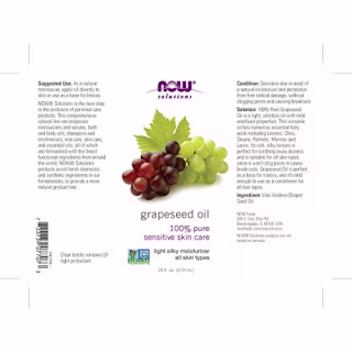 NOW Solutions, Grapeseed Oil, Skin Care for Sensitive Skin, Light Silky Moisturizer for All Skin Types, 16-Ounce