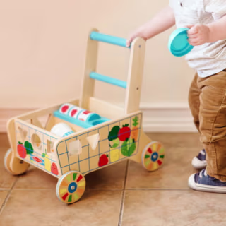 Melissa & Doug Wooden Shape Sorting Grocery Cart Toy