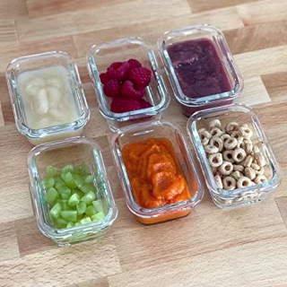Sage Spoonfuls Glass Baby Food Containers with Lids - 6 Pack, 4 oz Baby Food Jars, Durable &amp; Leakproof, Freezer Storage, Reusable Small Glass Baby Food Containers, Microwave &amp; Dishwasher Friendly