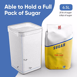 Chef's Path Extra Large Food Storage Containers with Lids Airtight (6.5L|220 Oz|2 Pack) for Flour, Sugar, Rice &amp; Baking Supply - Airtight Kitchen &amp; Pantry Bulk Food Storage for Kitchen Organization