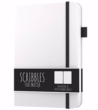 A5 Dotted Journal by Scribbles That Matter - Bullet Dot Grid Notebook - No Bleed Thick Fountain Pens Friendly Paper - Hardcover with Large Inner Pocket - Pro Version
