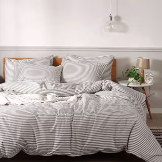 JELLYMONI 100% Natural Cotton 3pcs Striped Duvet Cover Sets