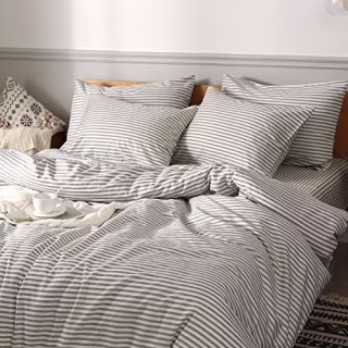 JELLYMONI 100% Natural Cotton 3pcs Striped Duvet Cover Sets