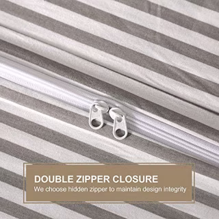 JELLYMONI 100% Natural Cotton 3pcs Striped Duvet Cover Sets