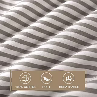 JELLYMONI 100% Natural Cotton 3pcs Striped Duvet Cover Sets