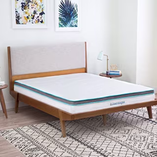 Linenspa 8 Inch Memory Foam and Innerspring Hybrid Medium-Firm Feel-Queen Mattress, White
