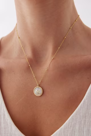 Pearl Letter Necklace, Mother Of Pearl Necklace, Custom Necklace, Silver Coin Necklace, Silver Initial Necklace, Silver Pearl Necklace