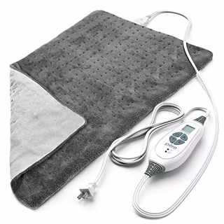 Pure Enrichment(R) PureRelief(TM) XL Heating Pad - LCD Controller with 6 InstaHeat Settings for Cramps, Back, Neck, & Shoulder Pain Relief, Moist Heat Option, Machine Washable, 12" x 24" Storage Bag (Gray)