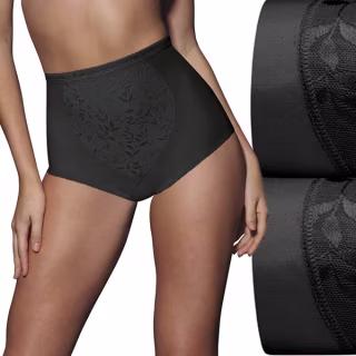 Bali womens Jacquard Mesh Tummy Panel Firm Control 2-pack Fajas Dfx710 Shapewear Brief, Black Jacquard/Black Jacquard, X-Large US