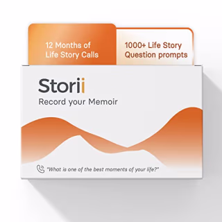 Storii - Record Your Memoir: Gift Box - 12 Months of Life Story Phone Service - Automatic Transcription - Guided Voice Journal and Memory Keepsake