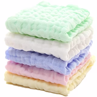 Baby Muslin Washcloths - Natural Muslin Cotton Baby Wipes - Soft Newborn Baby Face Towel and Muslin Washcloth for Sensitive Skin- Baby Registry as Shower, 5 Pack 12x12 inches by MUKIN