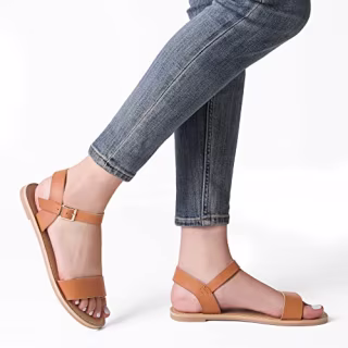 Womens One Band Ankle Strap Flexible Summer Flat Sandal
