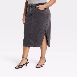 Denim Slit Skirt