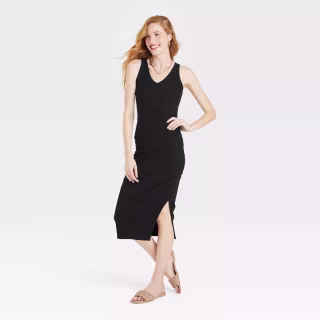 Rib Knit Side Ruched Bodycon Dress