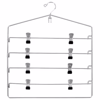 The Container Store Chrome Metal 4-Tier Swing-Arm Skirt Hanger