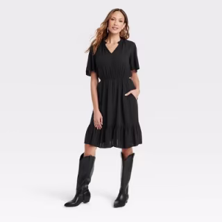 Flutter Short Sleeve Tiered Dress