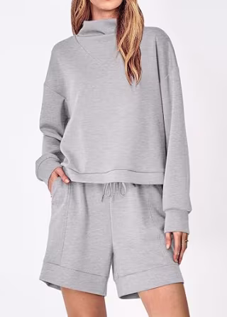 Casual Cowl Neck Oversized Sweatsuit Set