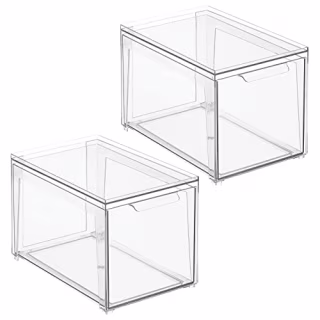 mDesign Plastic Stackable Pull Out Bin Organizer Drawers