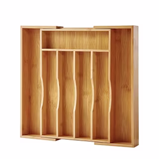 Oridom Expandable Bamboo Kitchen Drawer Organizer