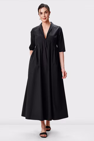 Cotton Poplin Ruched Empire Dress