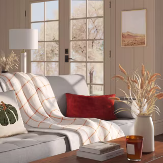 Windowpane Plush with Shearling Reverse Throw Blanket