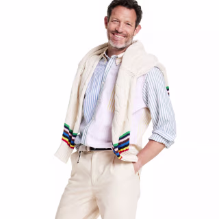 Men's Fun Stripe Collared Long Sleeve Button-Down Shirt 