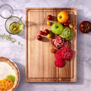 14"x20" Acacia Wood Carving Board with Juice Groove