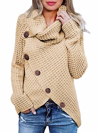 Asvivid Chunky Cowl Neck Sweater