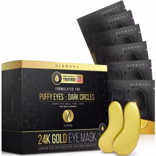 Dermora 24K Gold Eye Mask Puffy Eyes and Dark Circles Treatments Look Less Tired