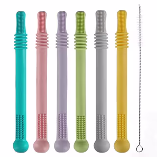 Fu Store Hollow Teether Tube, 6 Pack Chew Straw Toy